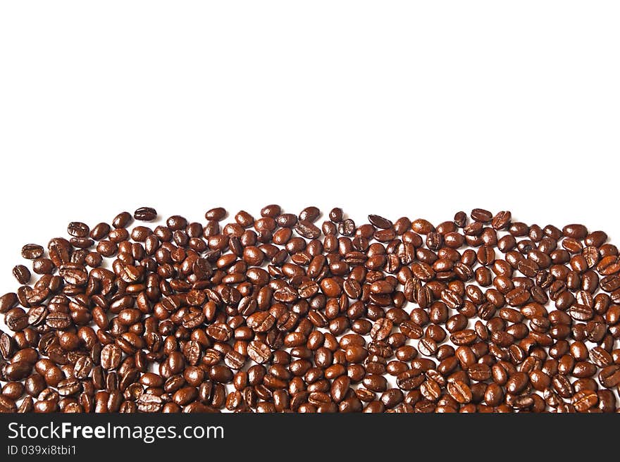 Many brown coffee beans for background