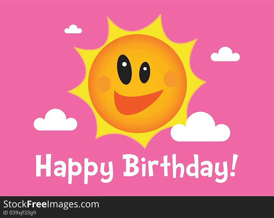 A Colourful Vector Happy Sun Birthday Illustration. A Colourful Vector Happy Sun Birthday Illustration