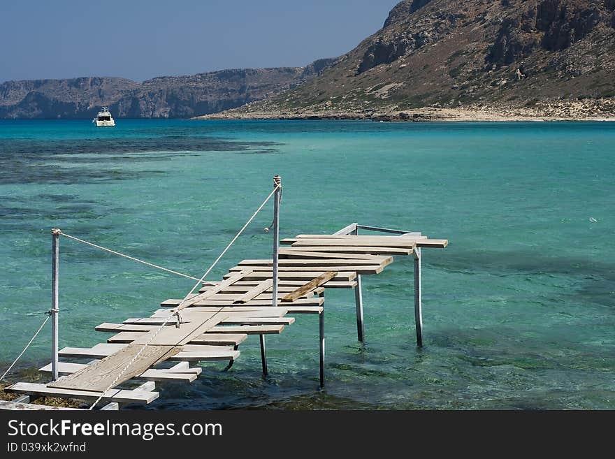 Wooden pier in Mediterranean area