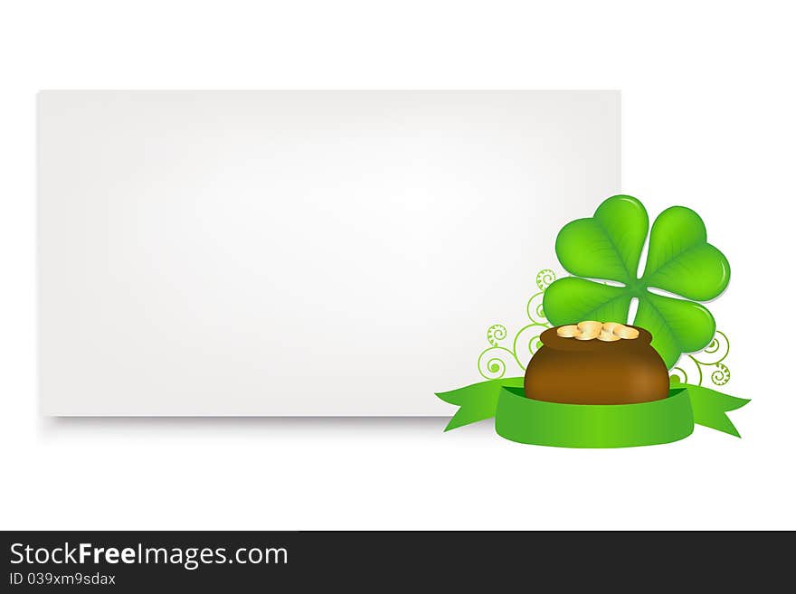 Blank Gift Tag On Theme St.Patrick's Day, Isolated On White Background, Vector Illustration