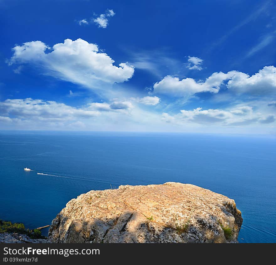 Magical view from the mountains to the sea