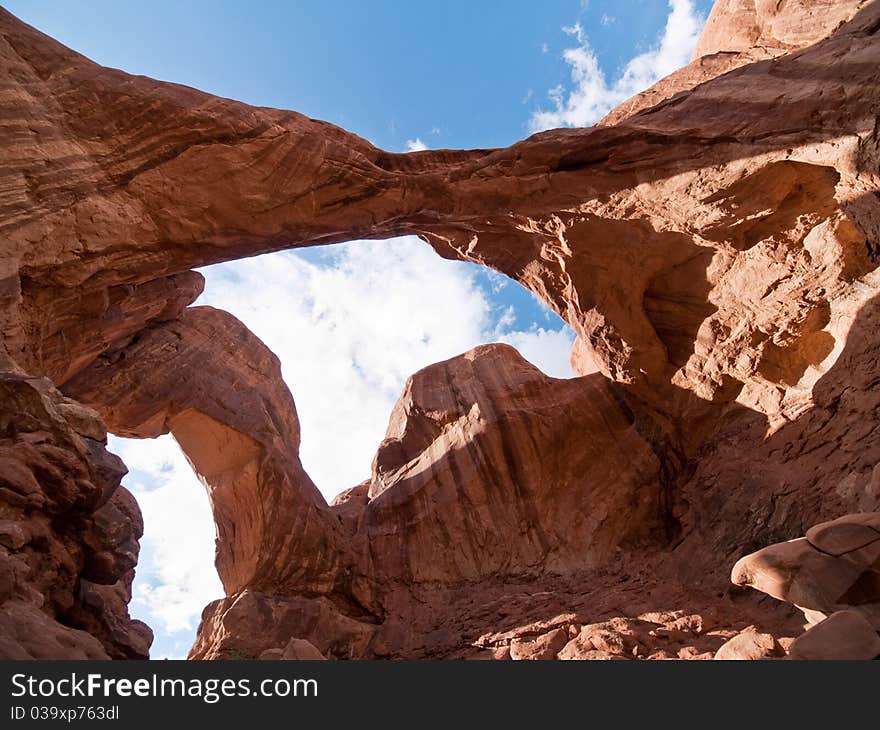 Strange rock formations at Arches National Park, USA