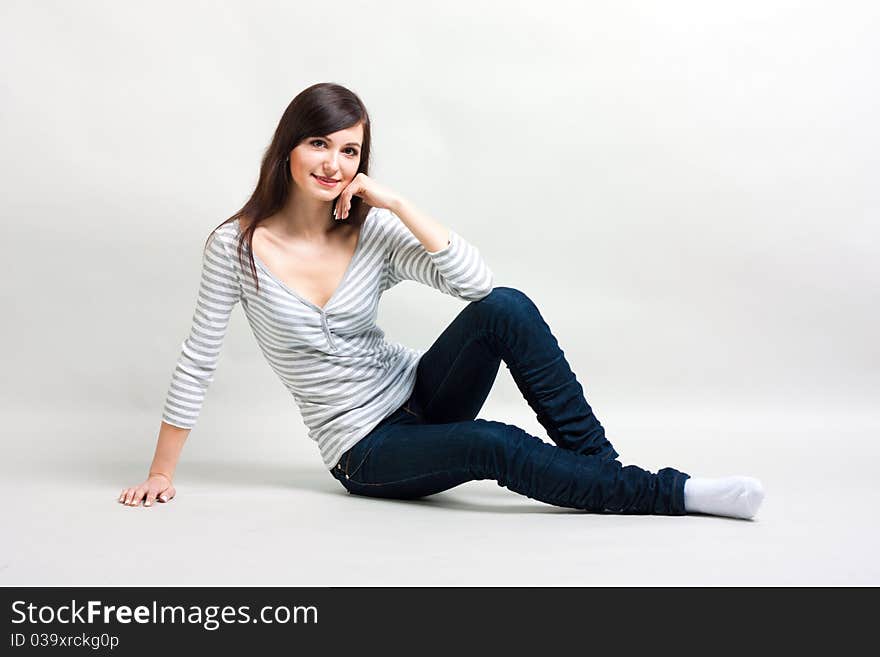 Girl on a gray background