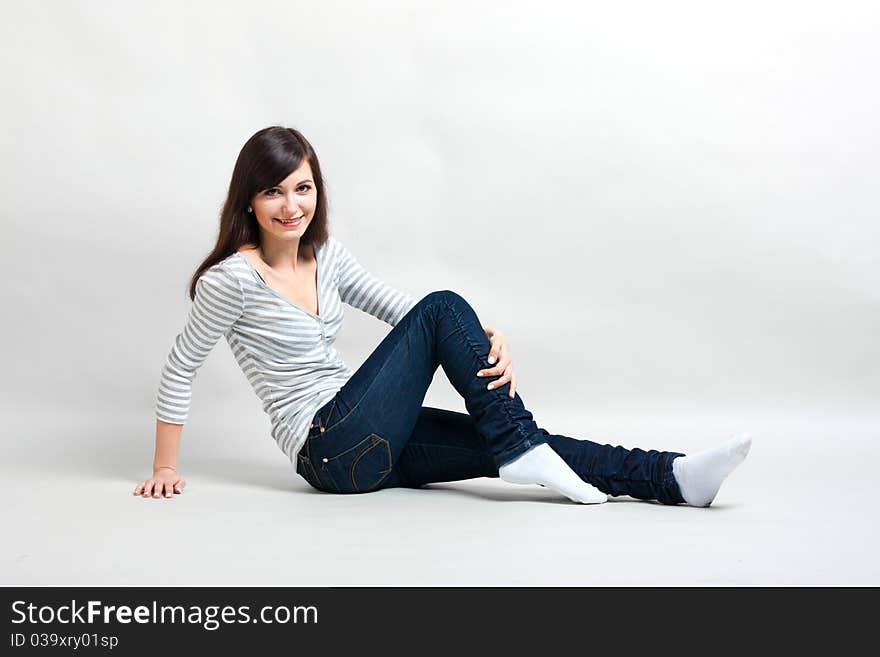 Girl On A Gray Background