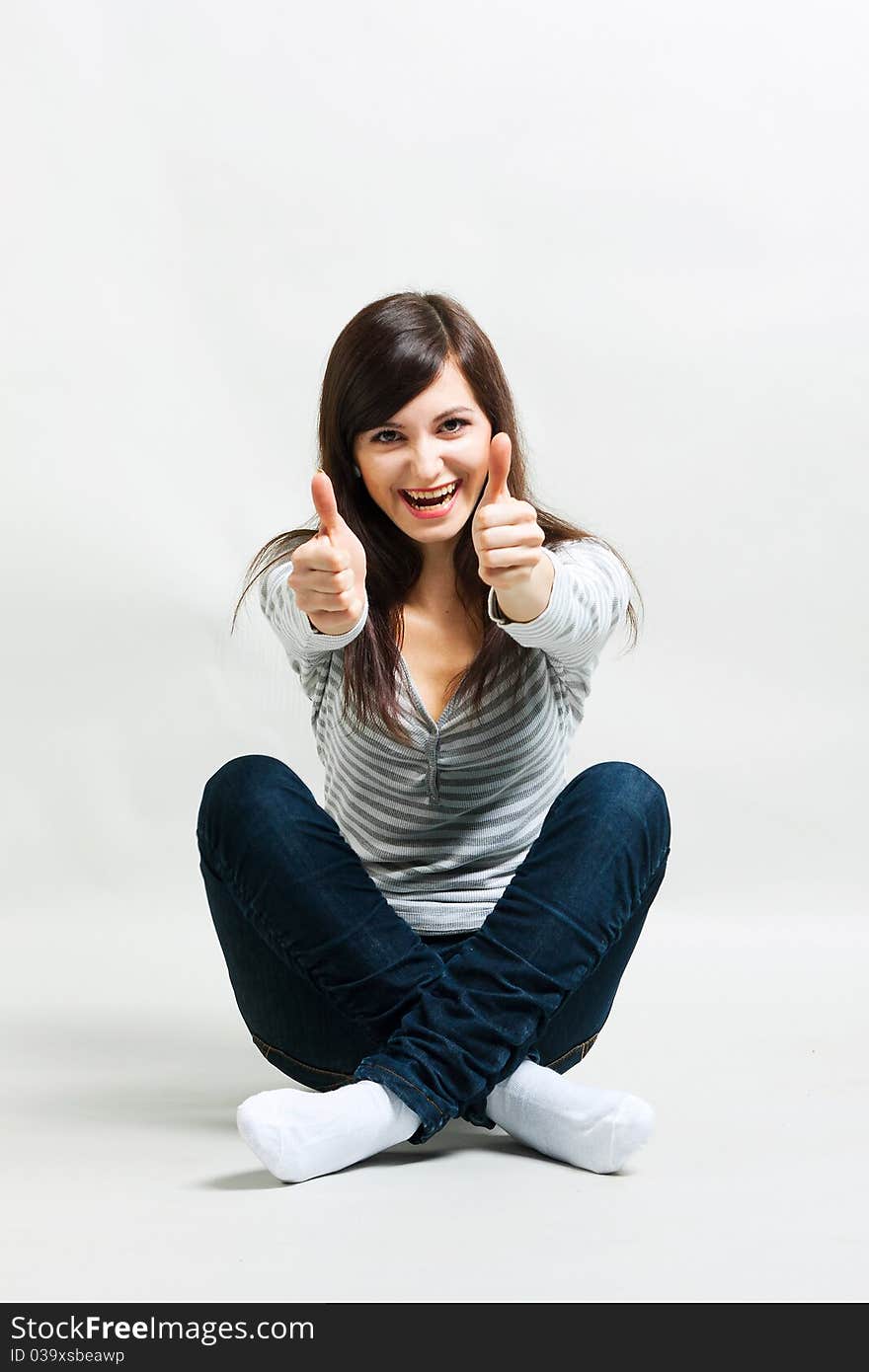 Girl On A Gray Background