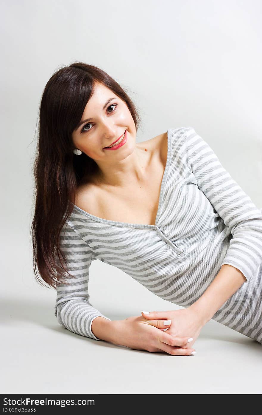 Girl On A Gray Background