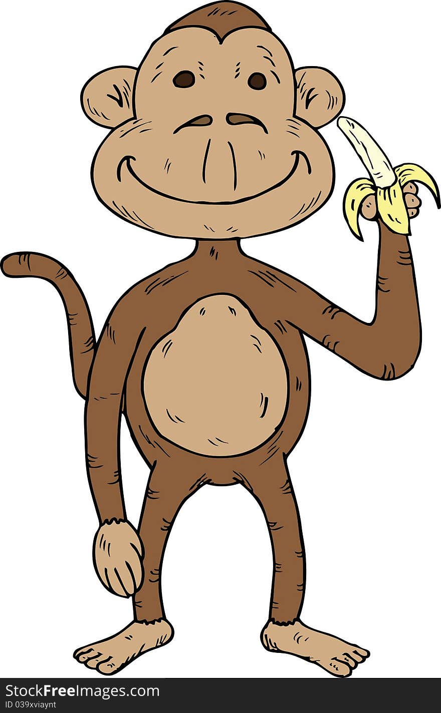 Cartoon Monkey With A Banana