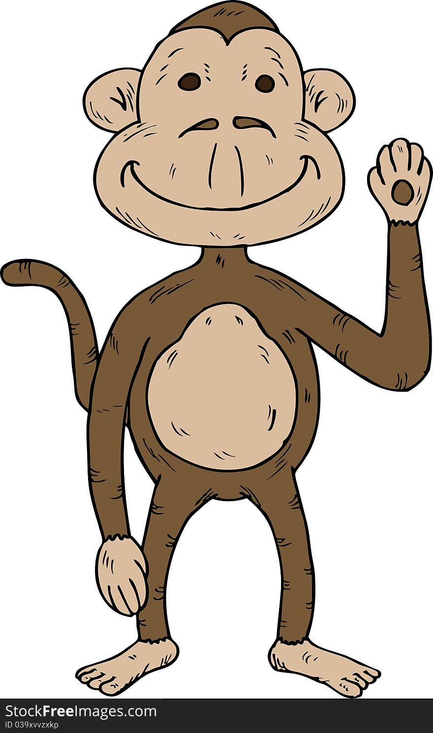 Cartoon monkey waving