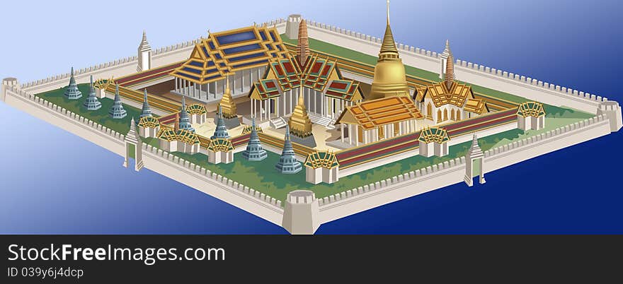 Thai Temple in a colorful eye-catching indicate identity and culture of Thailand as a background image or the other in concern. Thai Temple in a colorful eye-catching indicate identity and culture of Thailand as a background image or the other in concern.