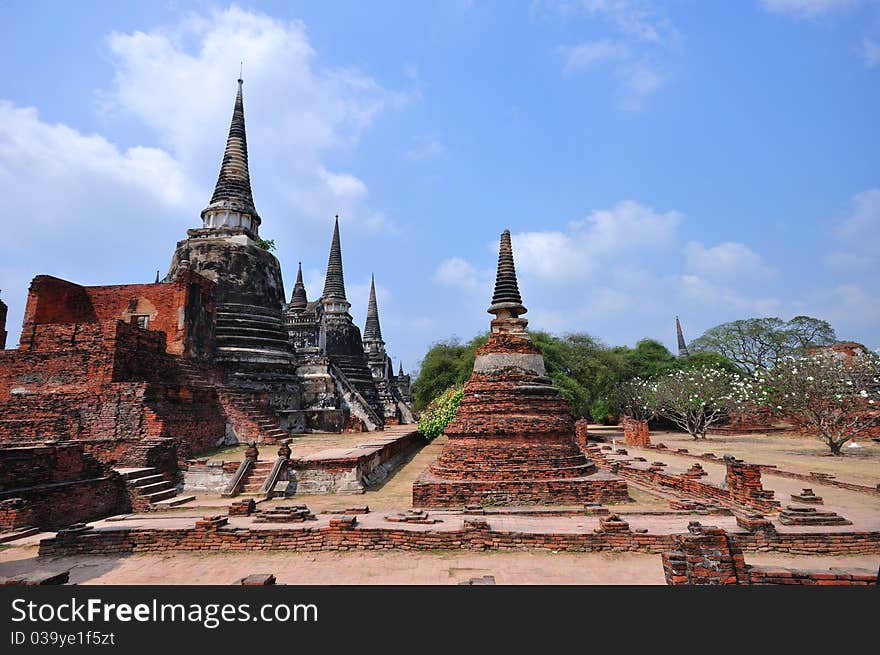 Ancient Temple Of Ayutthaya, Thailand.