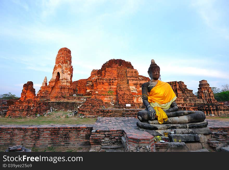 Ancient temple of Ayutthaya, Wat Mahathat, Thailand. Ancient temple of Ayutthaya, Wat Mahathat, Thailand.