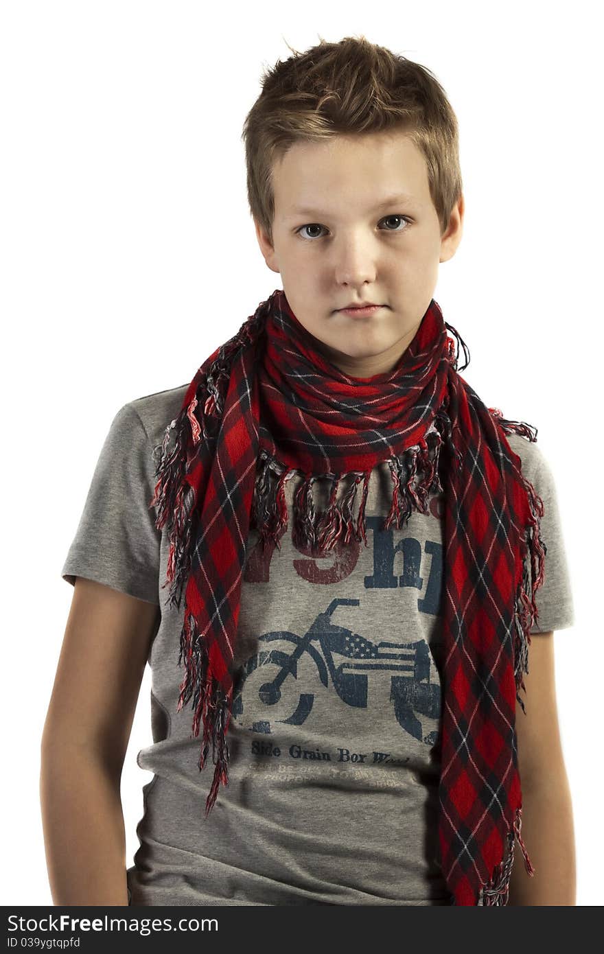 Portrait of a teenager on a white background isolated