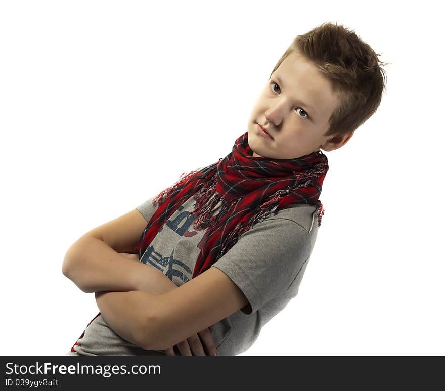 Portrait of a teenager on a white background isolated