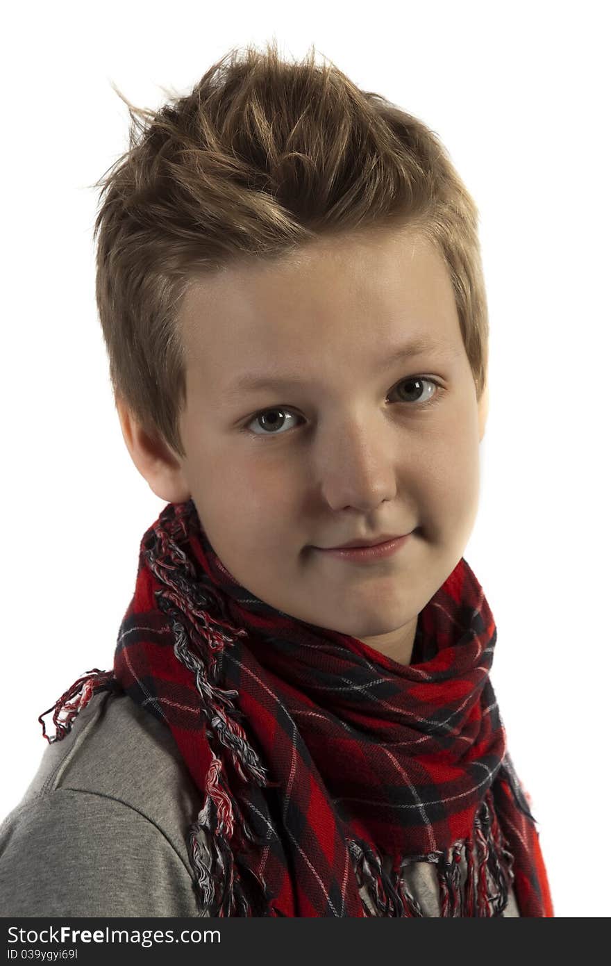 Portrait of a teenager on a white background isolated