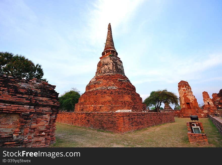 Ancient temple of Ayutthaya, Wat Mahathat, Thailand. Ancient temple of Ayutthaya, Wat Mahathat, Thailand.