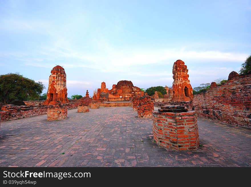 Ancient temple of Ayutthaya, Wat Mahathat, Thailand. Ancient temple of Ayutthaya, Wat Mahathat, Thailand.