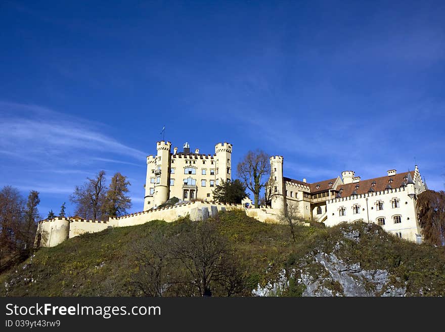 Hohenschwangau castle on a mountain in Bavaria, Germany. Hohenschwangau castle on a mountain in Bavaria, Germany