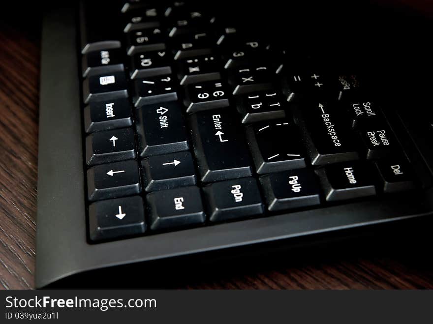 Black computer keyboard on the table