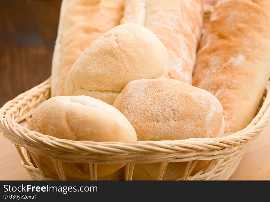 Photo of delicious bread in a basket