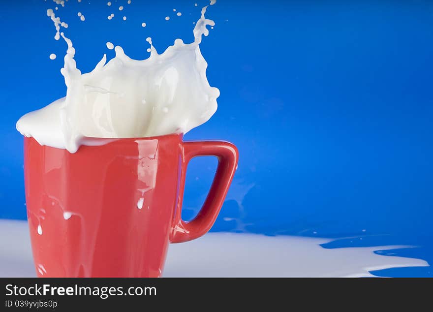 Milk Splash Out Of Red Cup