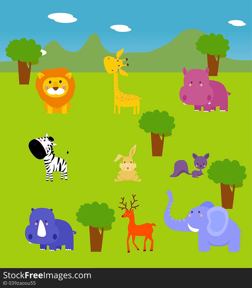 Illustrated of group of cute animal