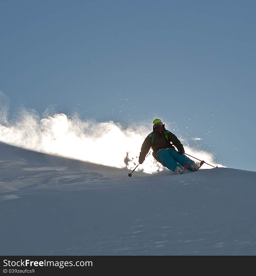 Freerider and snow powder