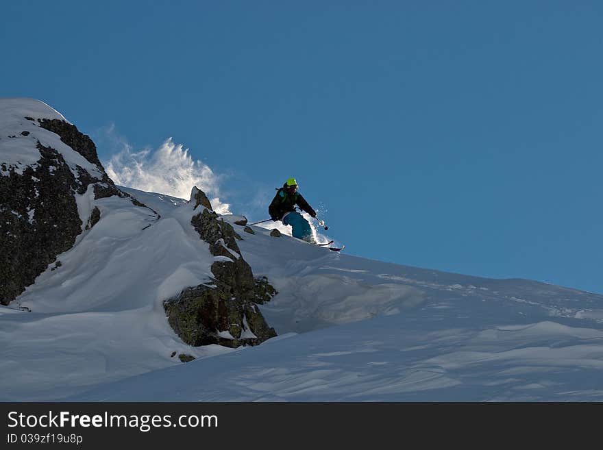 Freerider and snow powder