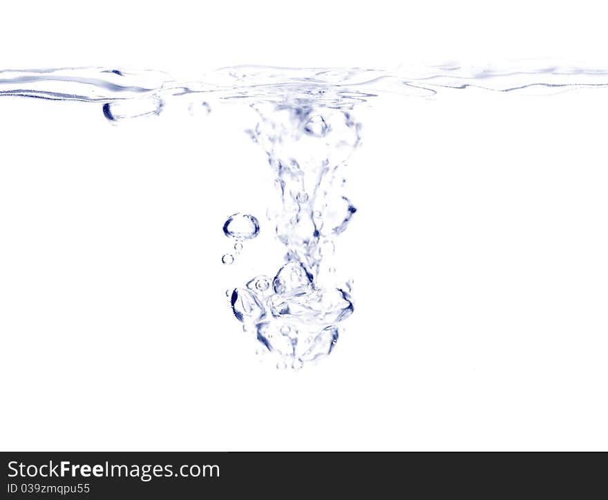 Water bubbles over white background