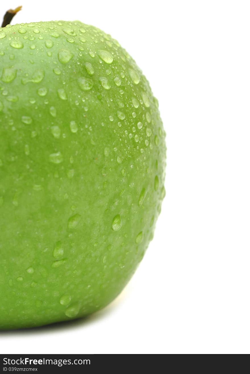 Wet Green Apple Closeup