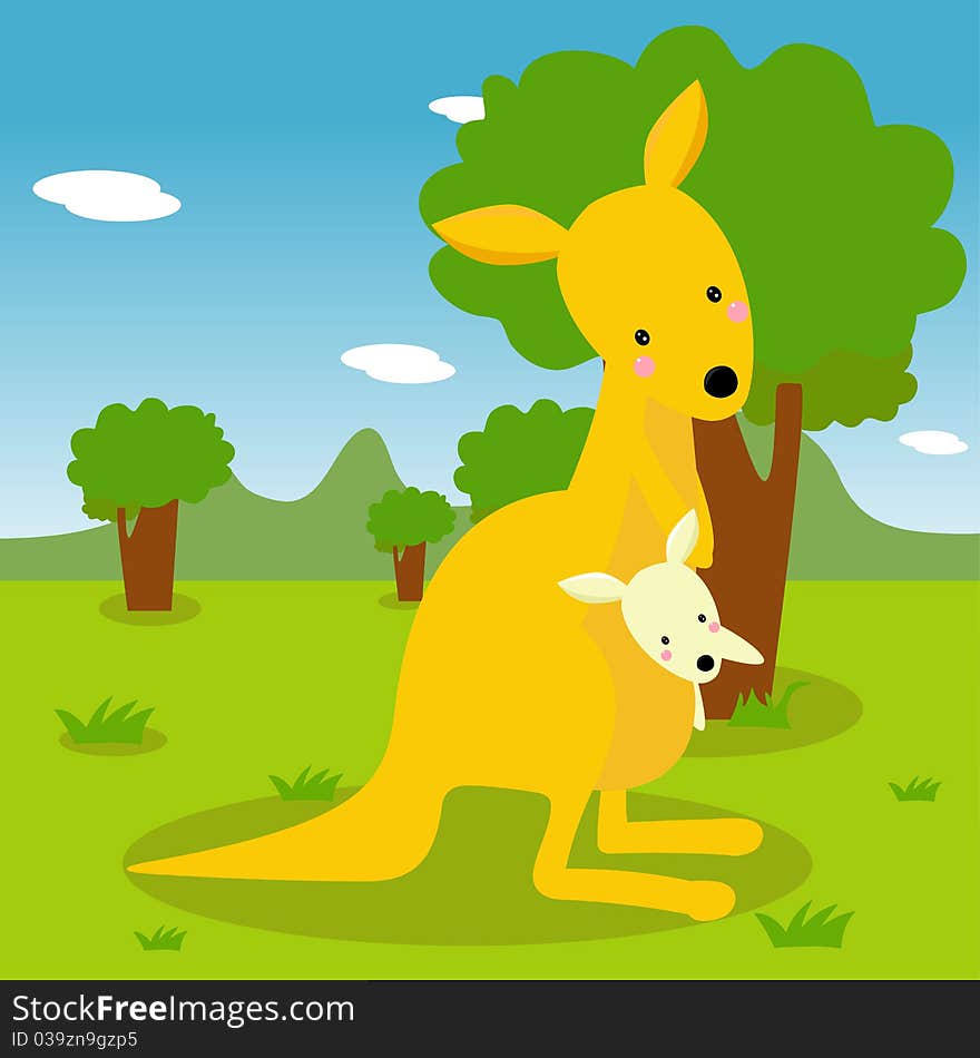 Kangaroo and its baby