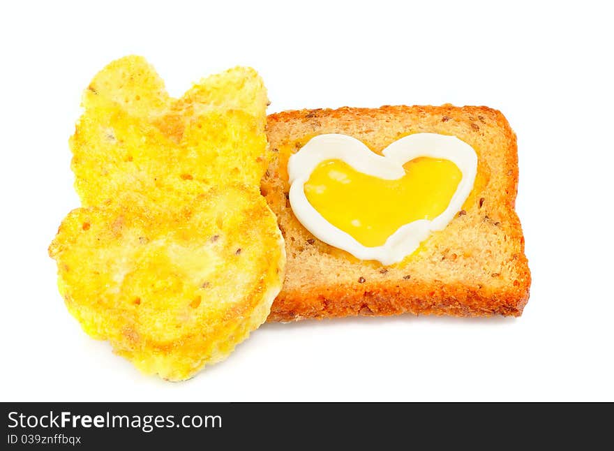 Delicious toast; isolated on white