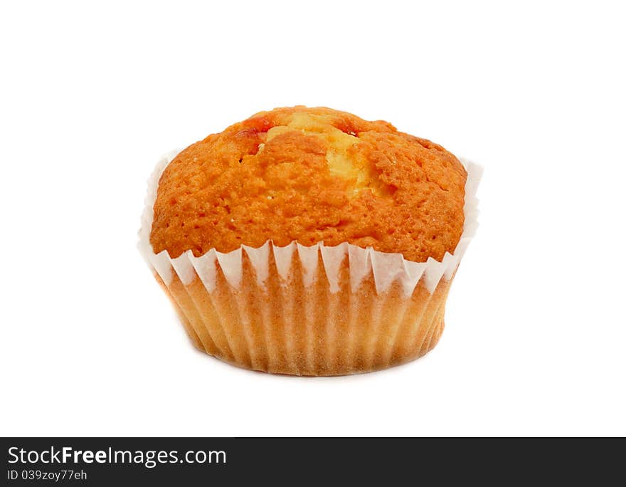 One cupcake, isolated on white