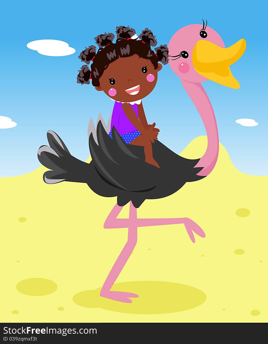 Girl and ostrich