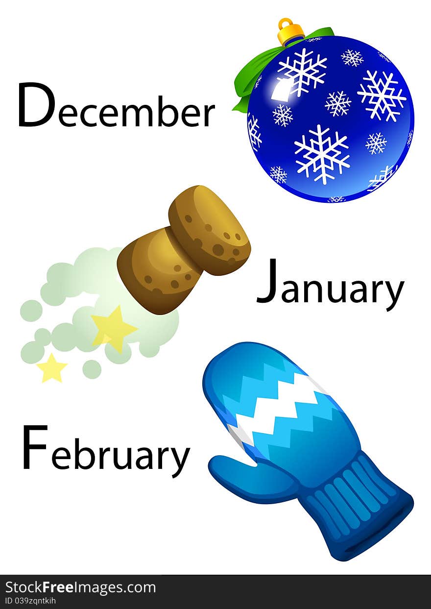 Winter calendar - december, january, february