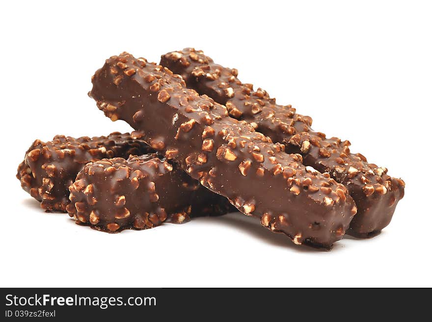 Chocolate cookies, isolated on white background