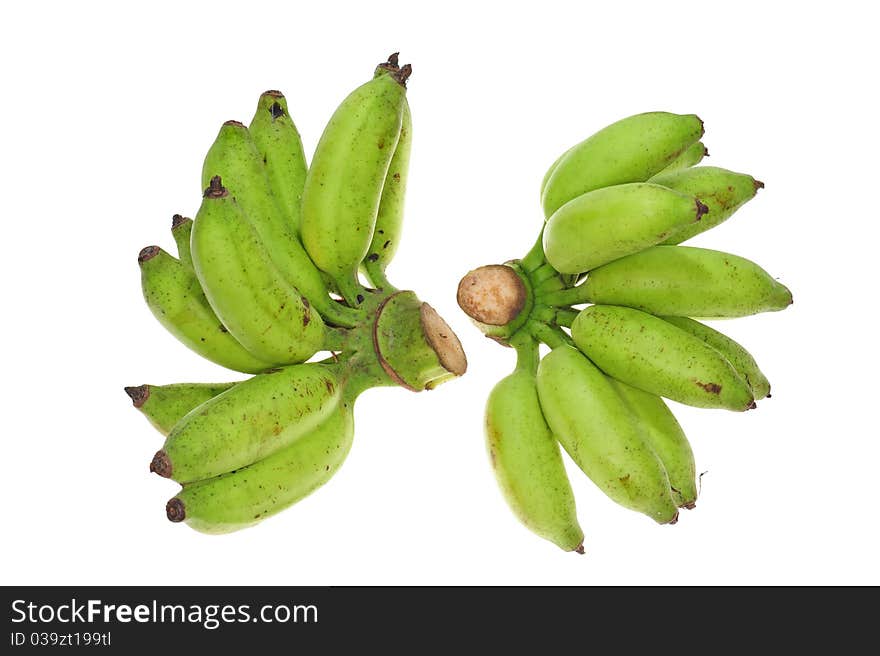 Two Hands Of Green Banana Isolated On White Background. Two Hands Of Green Banana Isolated On White Background