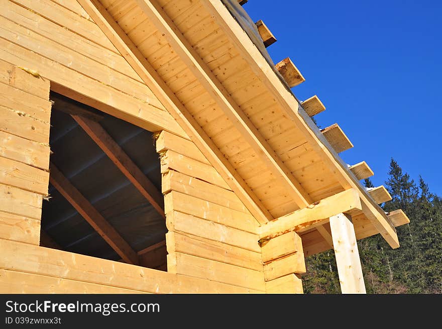 Building of the wooden house.