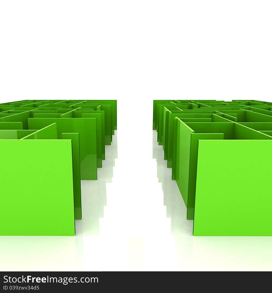 Maze, which is cut into two halves. Maze, which is cut into two halves