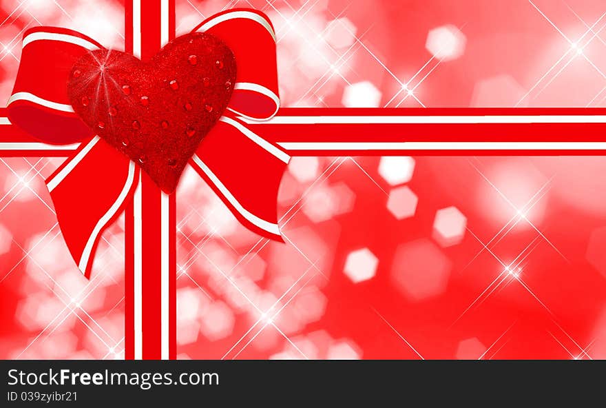 Holiday background with heart and bow