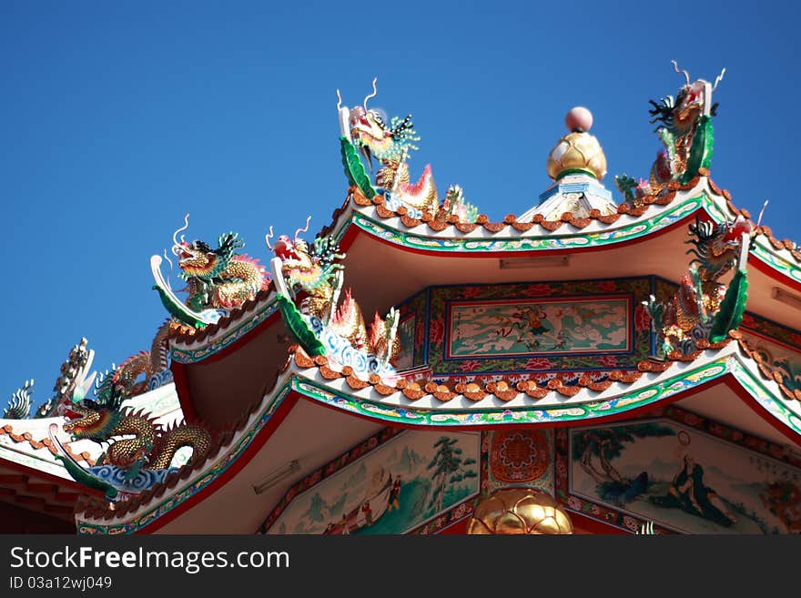 Roof decorations of Chinese Temple