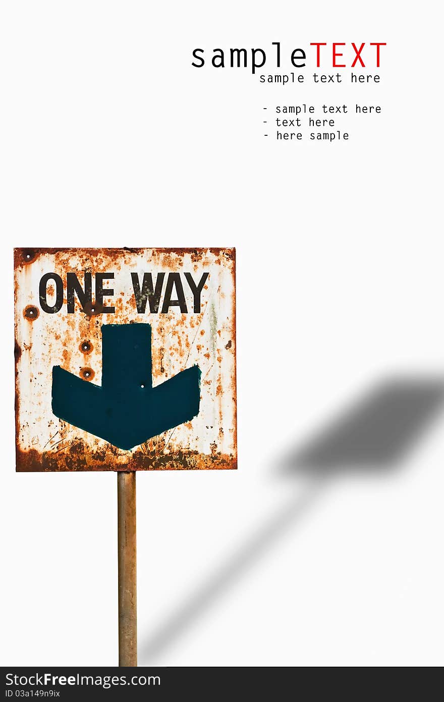 One way sign isolated on white