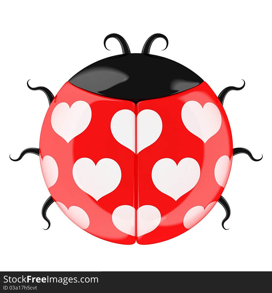 Cute lady bug. Valentine's gift symbol. Isolated on white.