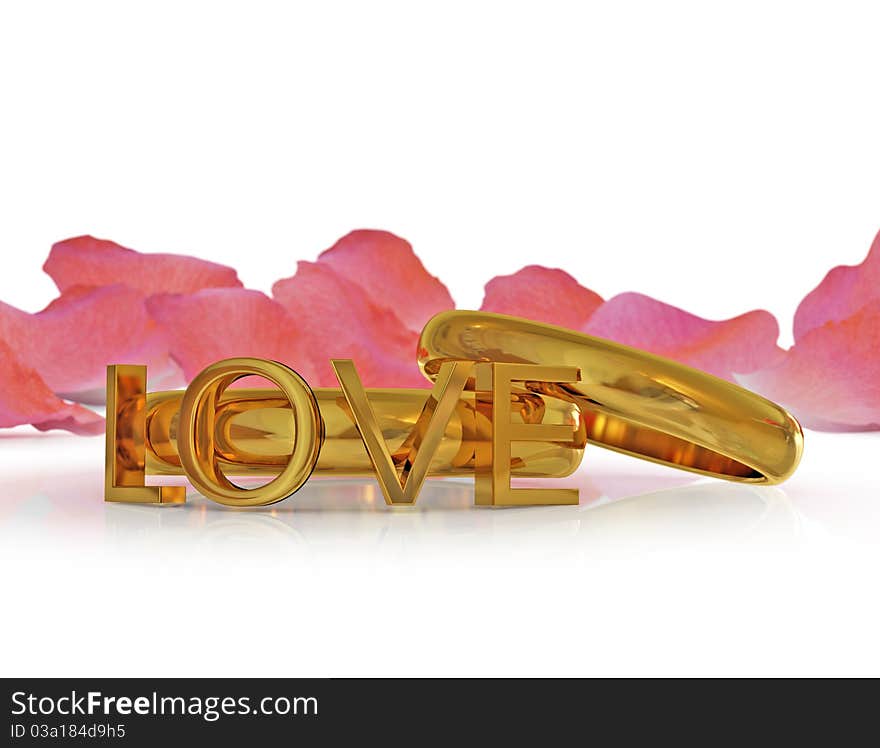 Valentine's rings concept. Isolated on white.