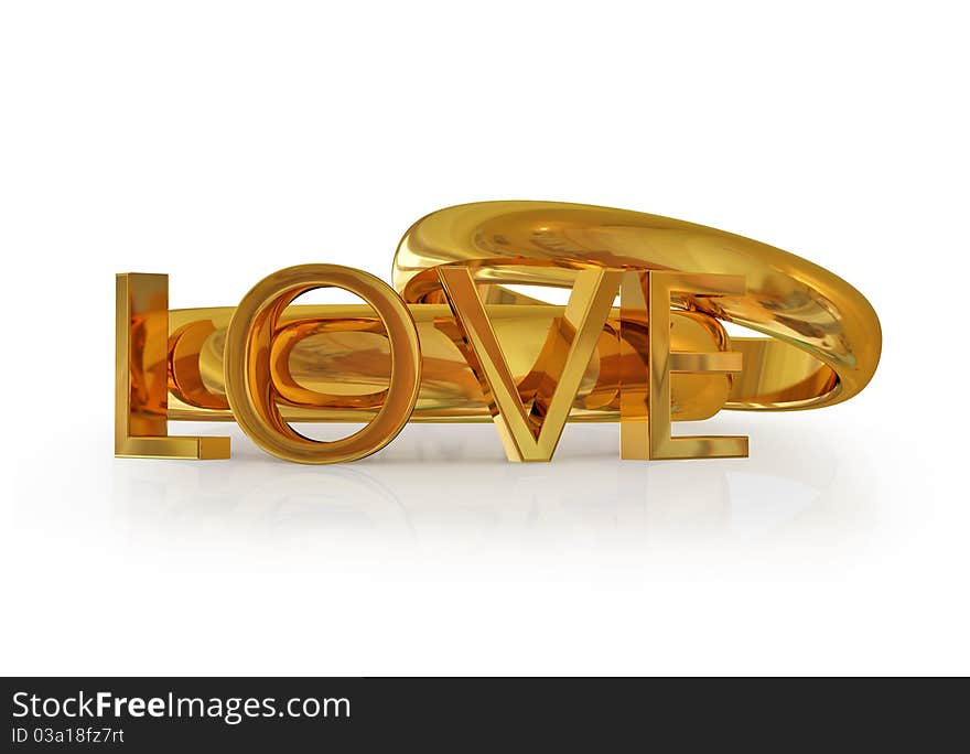 Love rings for happy couple concept. Isolated on white.