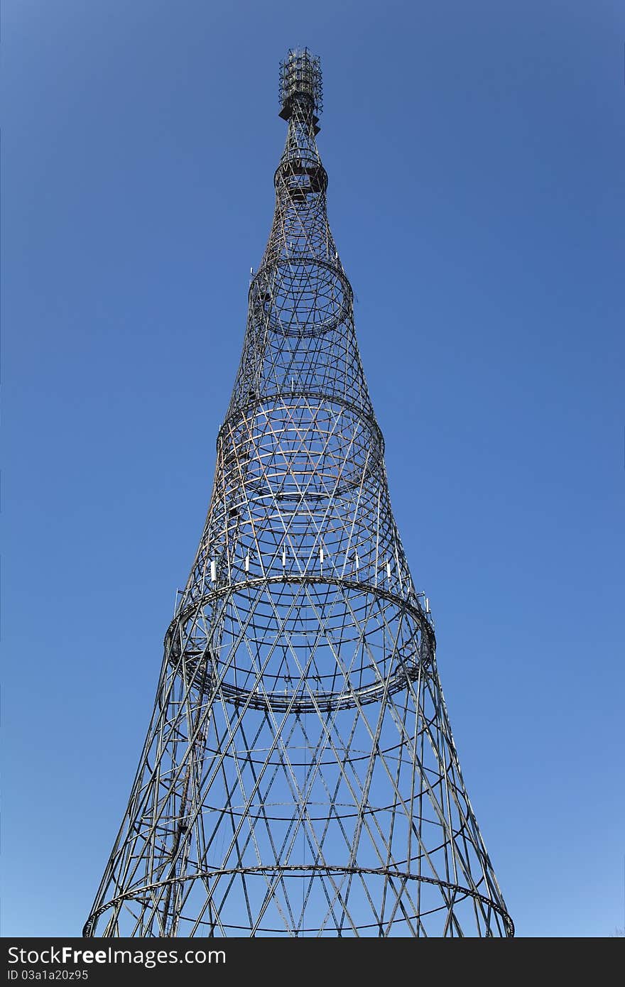 Shukhov radio and TV tower in Moscow, Russia. Was built in 1922. Shukhov radio and TV tower in Moscow, Russia. Was built in 1922.