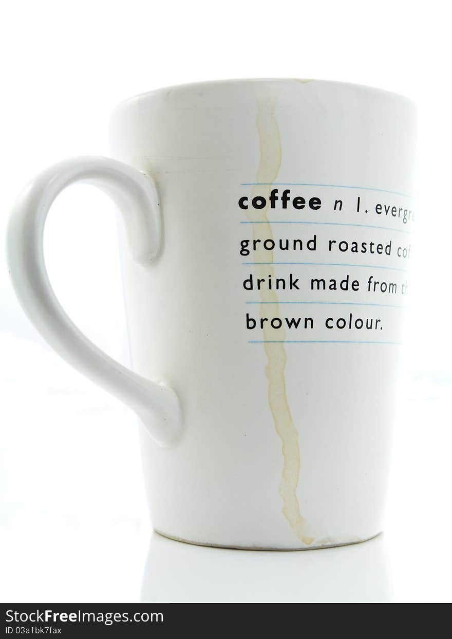 Coffee's cup with stain on white bakcground. Coffee's cup with stain on white bakcground