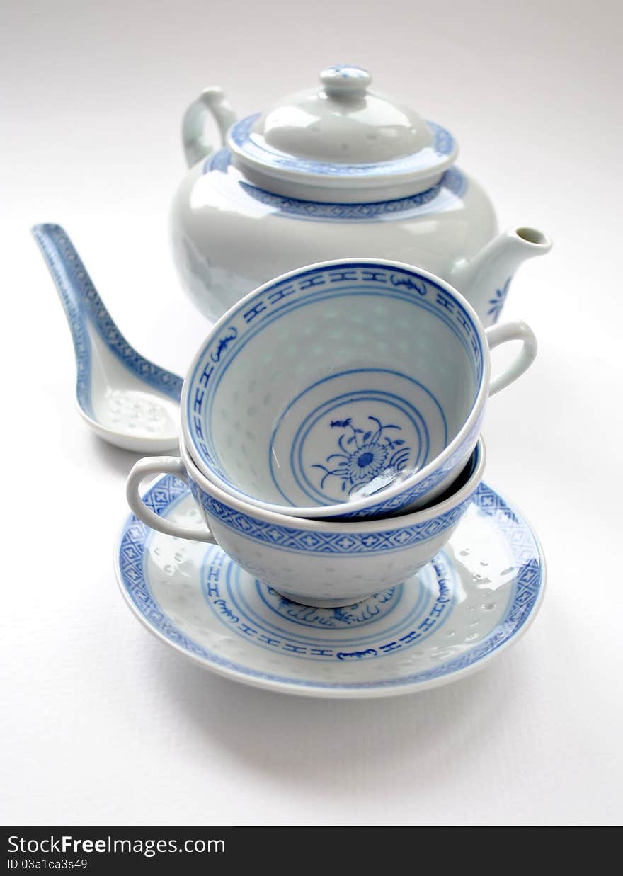 Image of some chinese porcelain - the rice is showing through the porcelain. Image of some chinese porcelain - the rice is showing through the porcelain