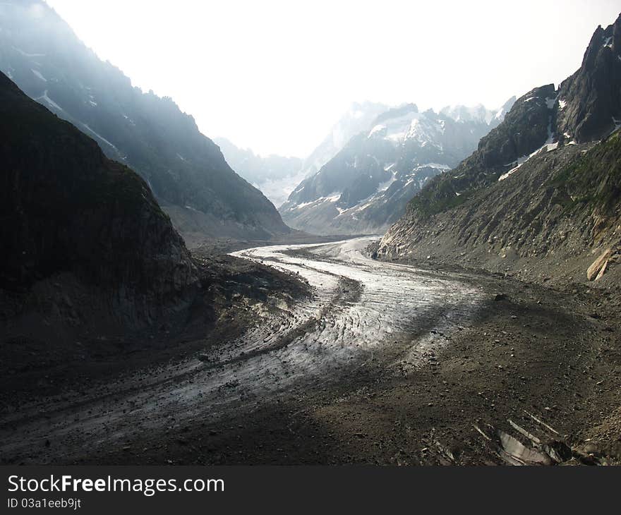 Mer de Glace glacier near Mont Blanc