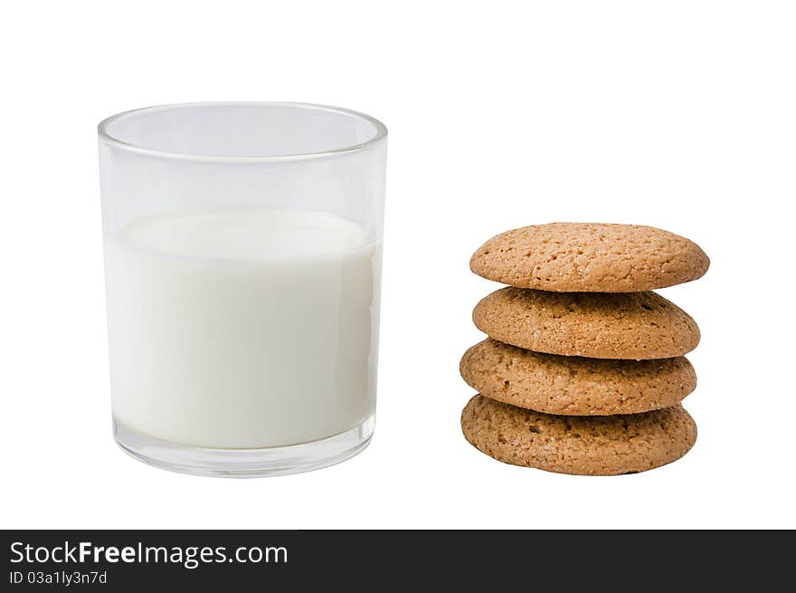 Cookies and milk isolated on a white background