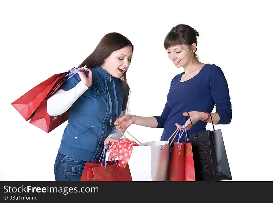 Two girls with bags